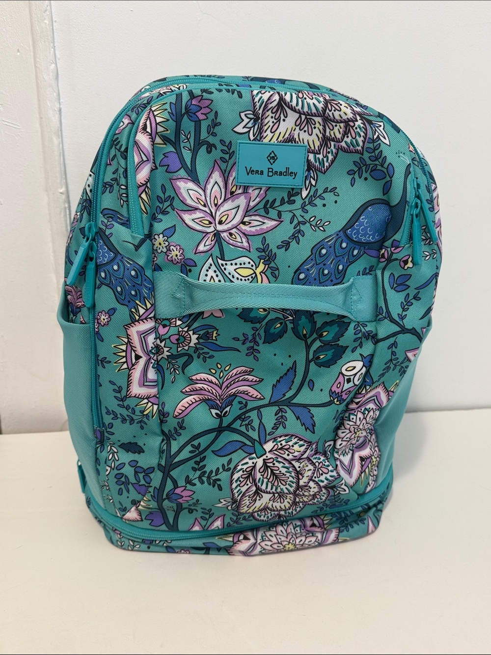 Vera Bradley Teal Floral Peacocks Backpack